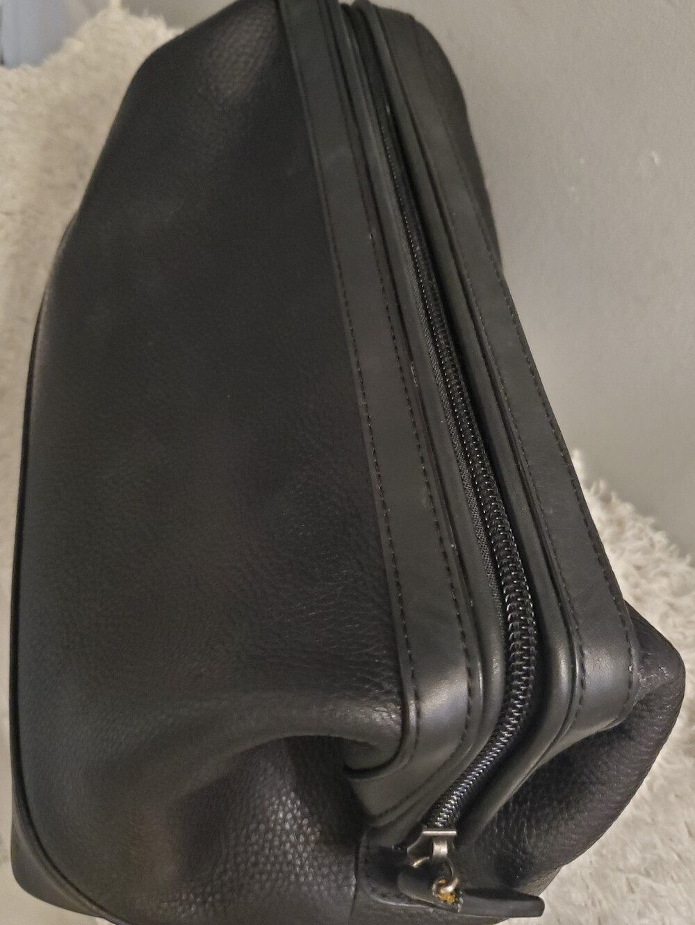 Coach Black Pebbled Leather Large Travel Kit / Dopp Bag